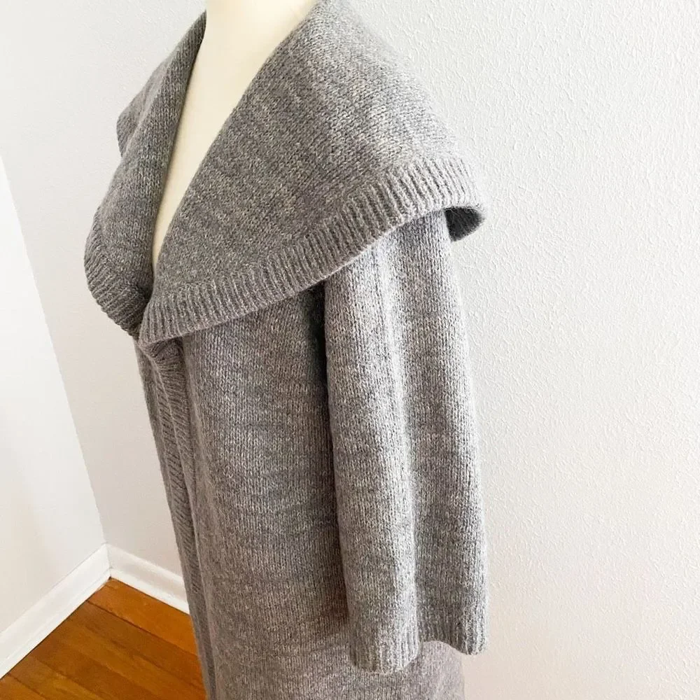 Vintage Wool Mohair Long Sweater Coat Grey - Picture 4 of 8